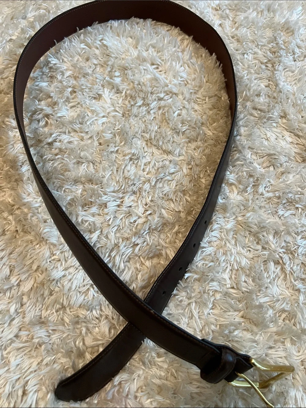 Coach Men's Classic Burnished Brown Leather Belt with Gold Buckle Timeless Style